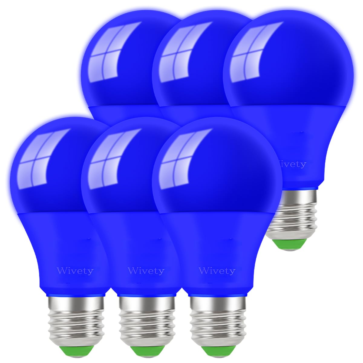 Blue Light Bulb, A19 E26 Base, 9W LED Blue Lightbulbs for Outdoor Porch, Indoor Party Decoration, Holiday Lighting, Halloween Decor, Christmas Decoration, (6 Packs)