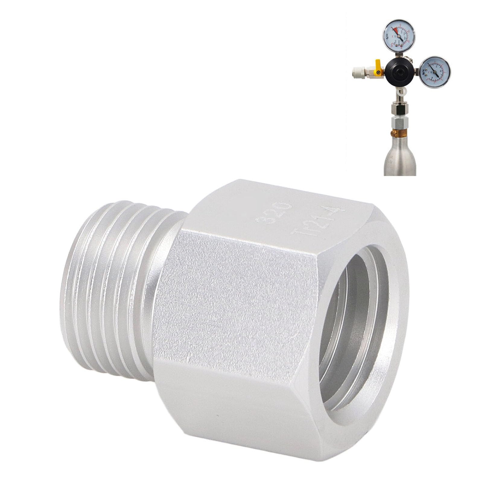 Soda Refill Adapter, TR21 4 to CGA320 Connector, Aluminum Alloy Material, Leak Proof Design, Easy Refilling for Small CO2 Containers, sturdy and Portable