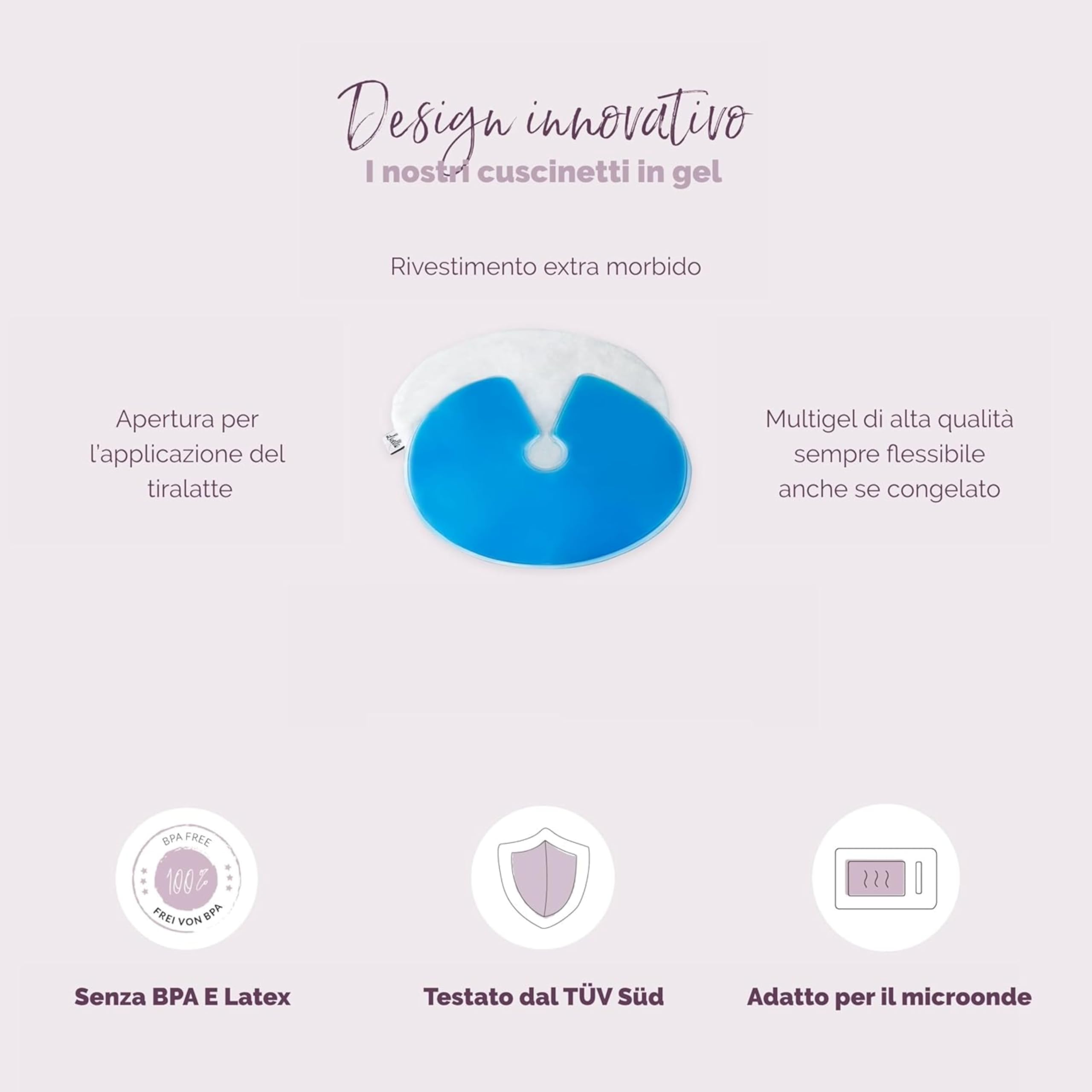 Cuscinetto in gel per il seno Livella 3 in 1 - uso a freddo e a caldo per l’allattamento - Utilizzabile con il tiralatte - Dona sollievo e stimola il flusso del latte - 2 pad e 2 custodie protettive