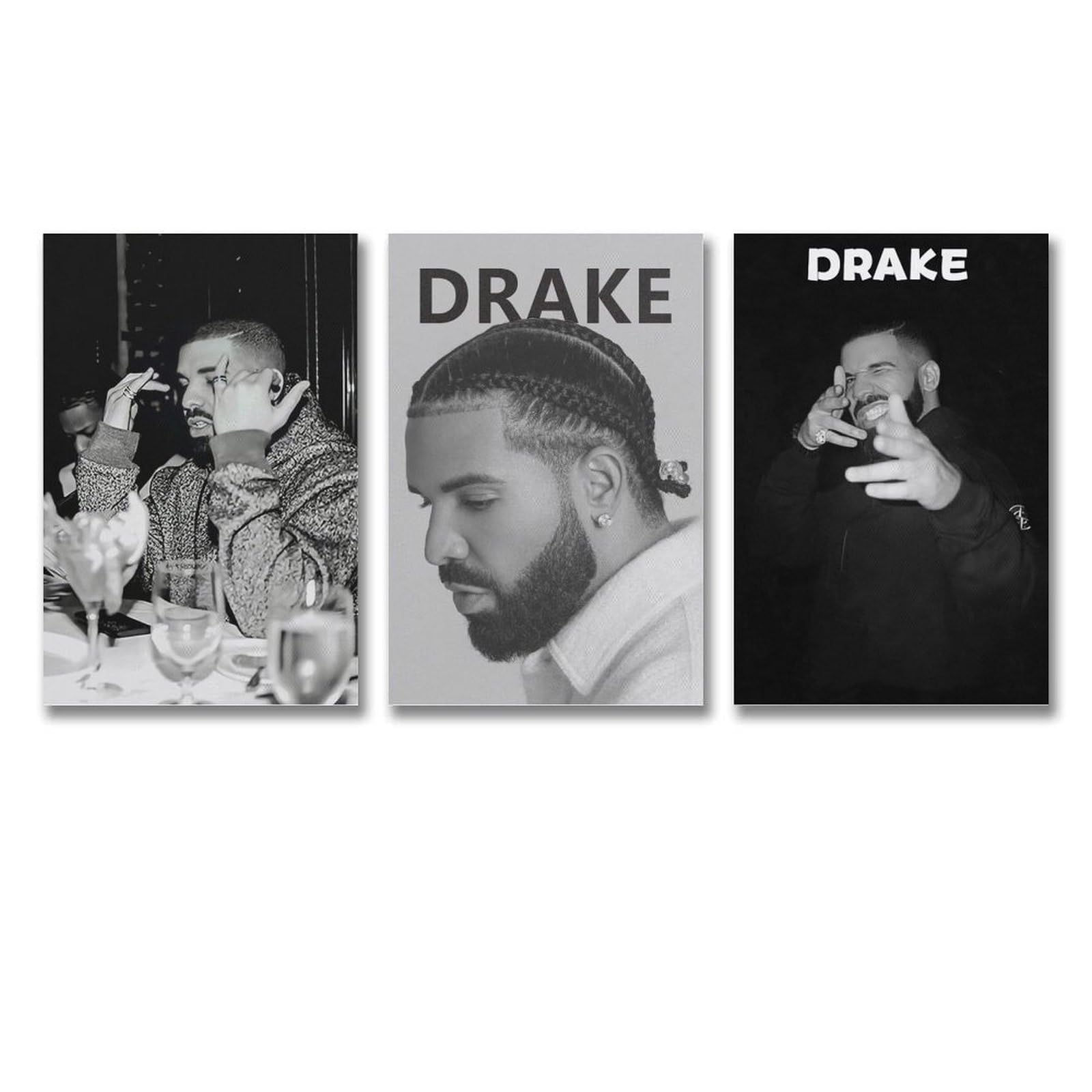 Mensise A Set Of 3 Drake Poster Music Rapper Poster Wall Art Canvas Posters Room Decorative Aesthetic Poster Print Decor Posters 16x24inch(40x60cm)-3pcs Style-3