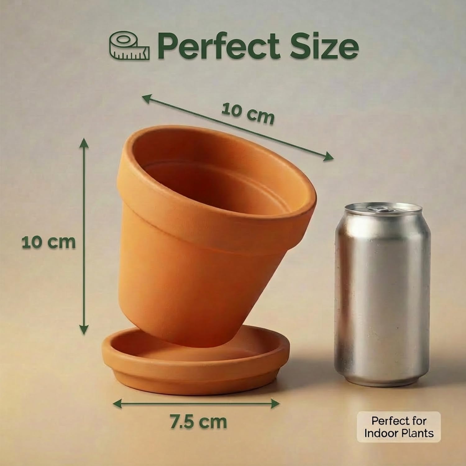 Vasi per piante in terracotta da 10,2 cm, con sottovaso, confezione da 6 | Vasi da fiori in argilla, drenaggio, ideali per piante, artigianato, bomboniere