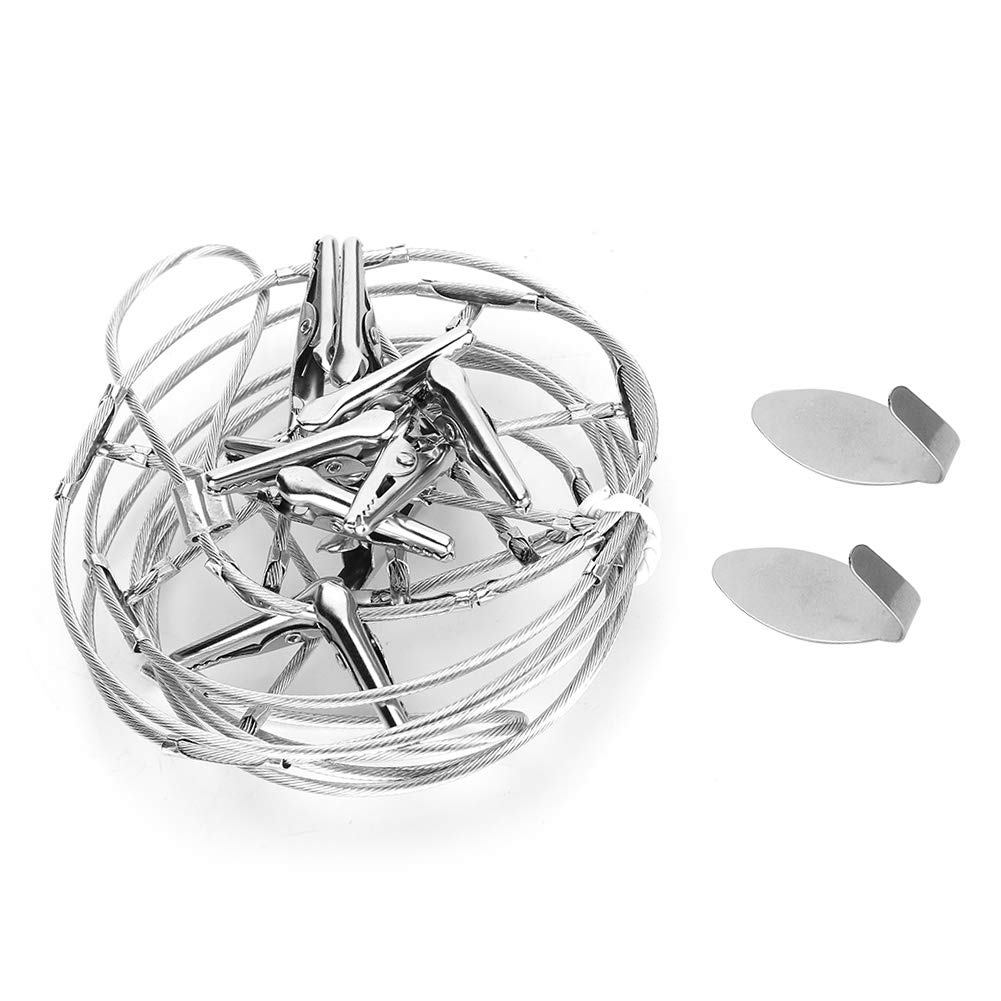 Yuecoom Steel Wall Hanging Display Cable Wire Rod, Wire Rope Photo Clip with 12PCS Alligator Clips, Picture Holders for Postcards and Artworks