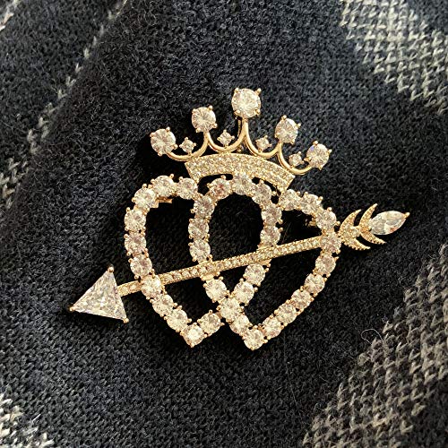Jibsa Cupid Crown Shape Wedding Brooch Bridal Brooch For Women Pendant Dual Use For Men - White Gold & Yellow Gold, Cubic Zirconia (White Gold) #TOP4