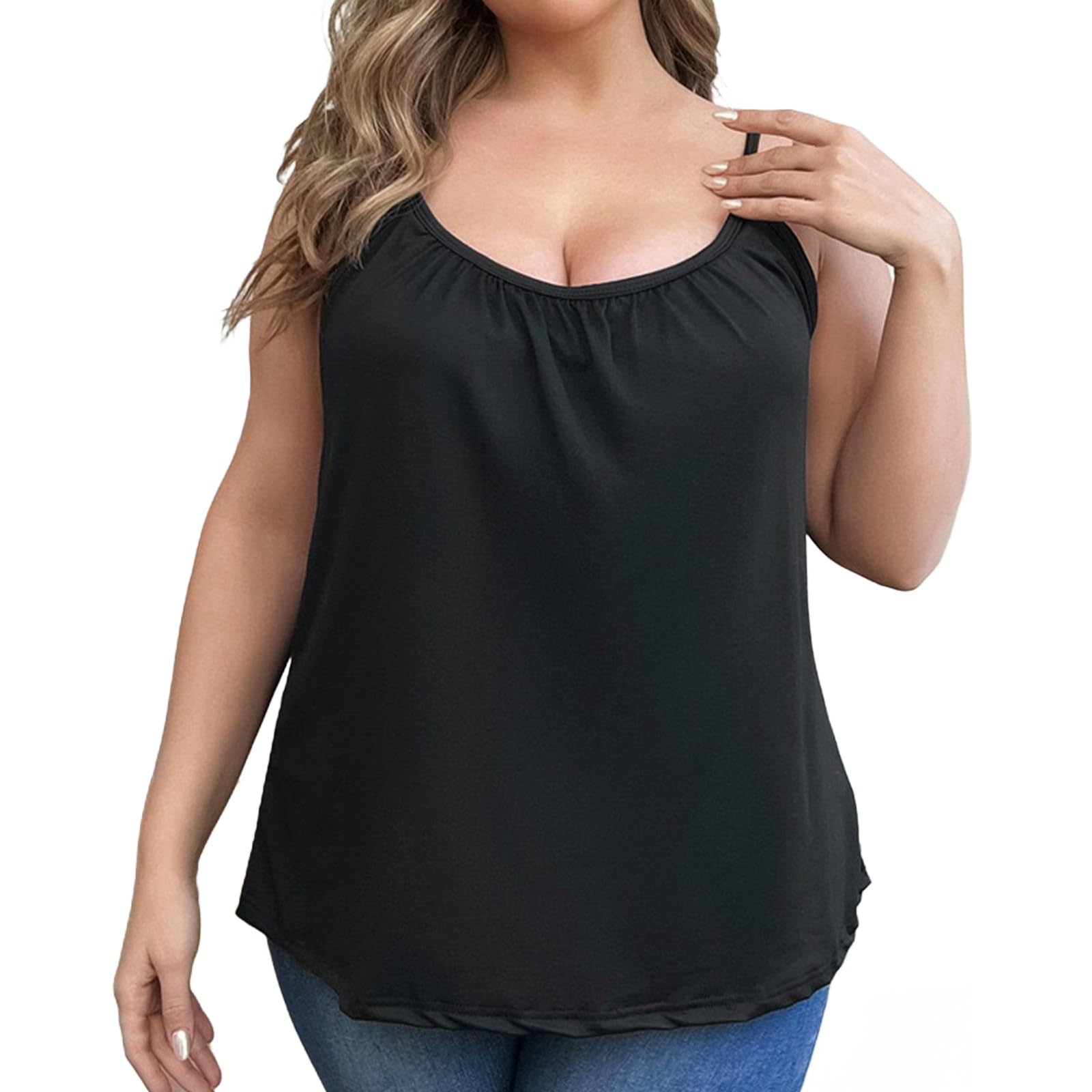 Camiseta Deporte Mujer Camiseta Tirantes Mujer de Talla Grande con Corte Holgado Elegant Tank Top Cuello Crew Moda Camisetas Basicas Verano Tshirt Camisetas Blanca Mujer Tirantes Tirantes Elástica