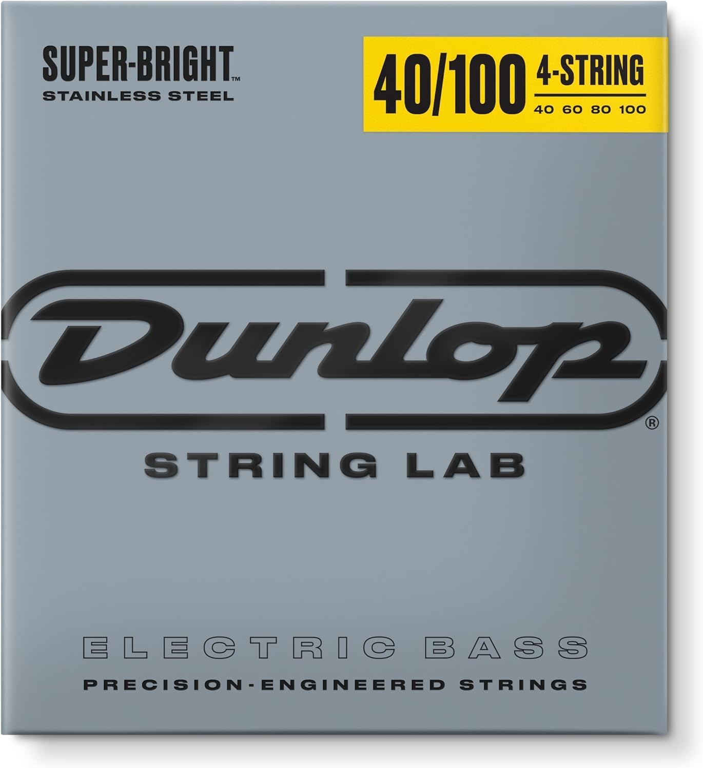Dunlop DBSBS40100 Super Bright Bass Strings, Stainless Steel, Light, .040-.100, 4 Strings/Set (2 Pack)