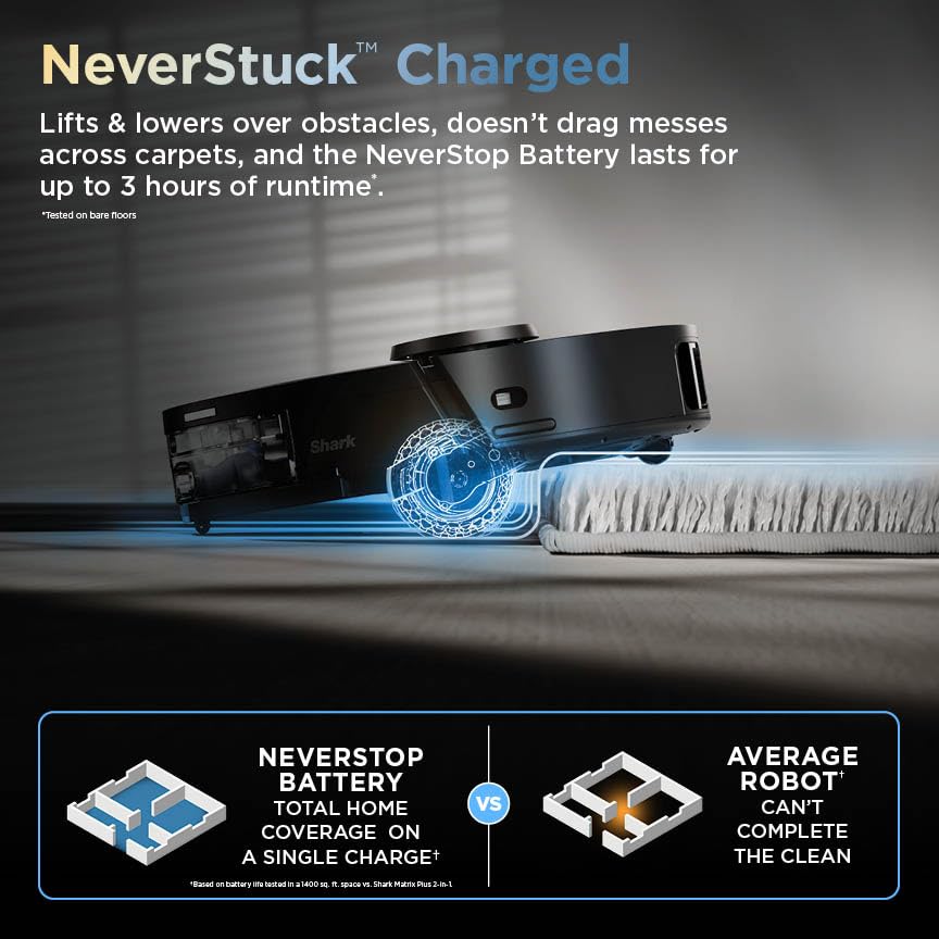 Image of Shark Robot Vacuum & Mop Combo, PowerDetect ThermaCharged NeverTouch Pro, Self-Emptying, Self-Refill with Heated Mop Cleaning, 60-Day Capacity,30-Day Tank, 6 Power Detect Technologies, Black, RV2920XE