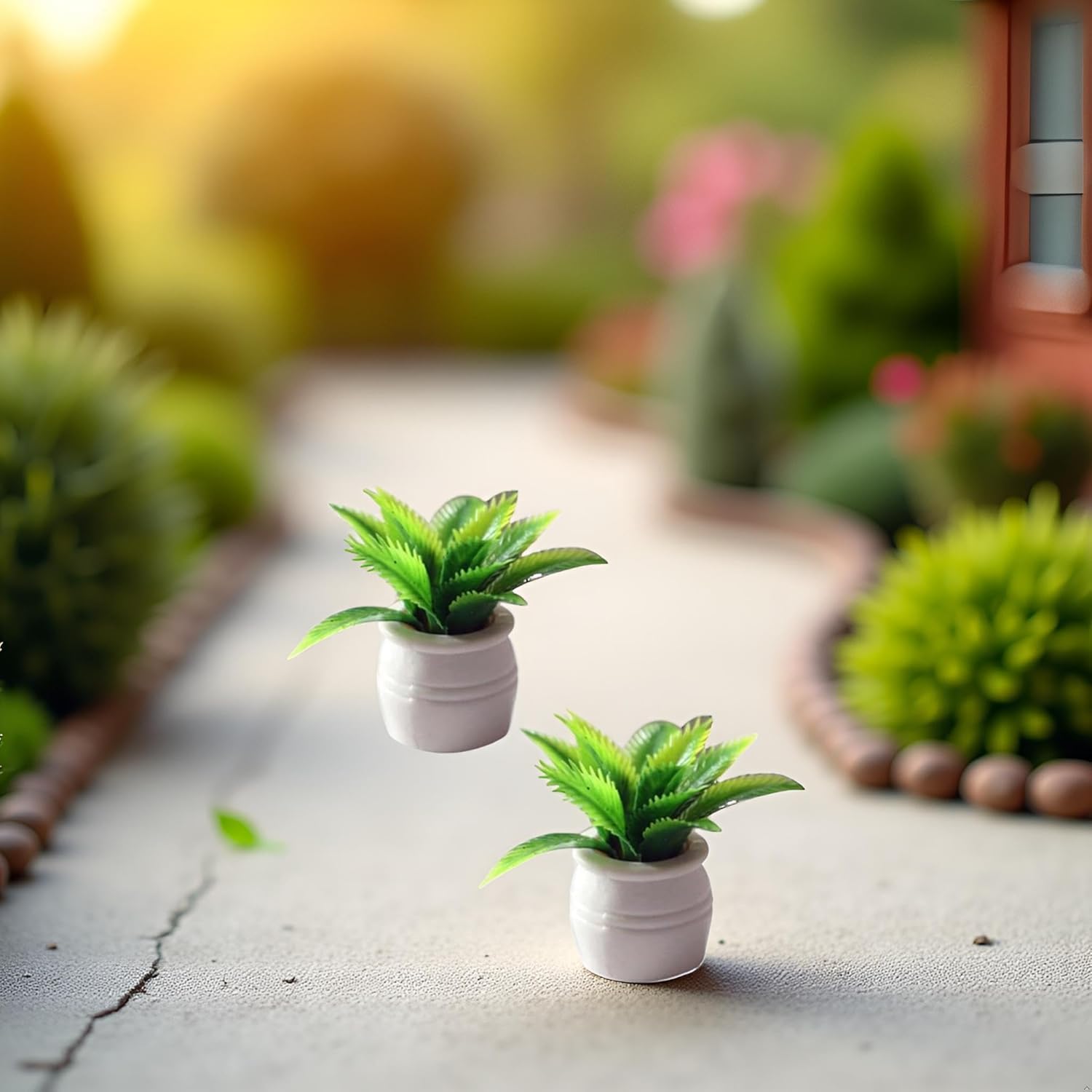 2 Pieces Dollhouse Decoration Plant Pots Miniature Green Potted Bonsai Model Dollhouse Accessories Decor,1:12 Scale House Miniature Plant Model - Image 2