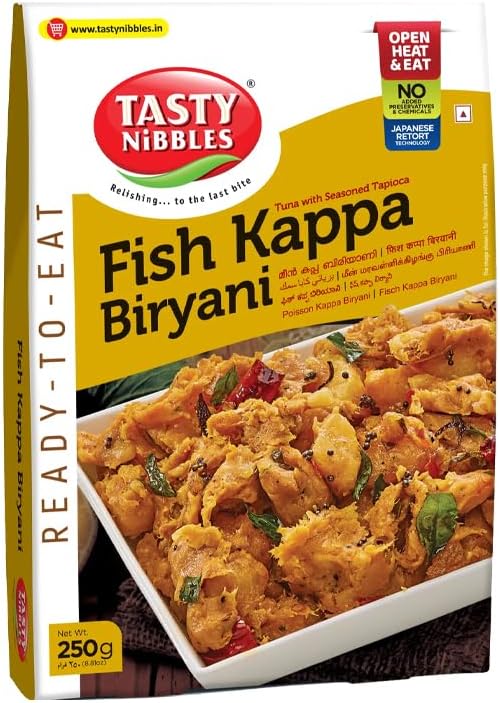 Tasty Nibbles Fish Kappa Biryani Tuna with Seasoned Tapioca Fish with Maravallikkilanku No Added Preservatives Just Heat and Eat Healthy Indian Origin 250G