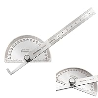 Vista 1 de Transportador de ángulo de acero inoxidable, 0-180 grados, regla de carpintería de 3.9 in, herramienta de medición de ángulo