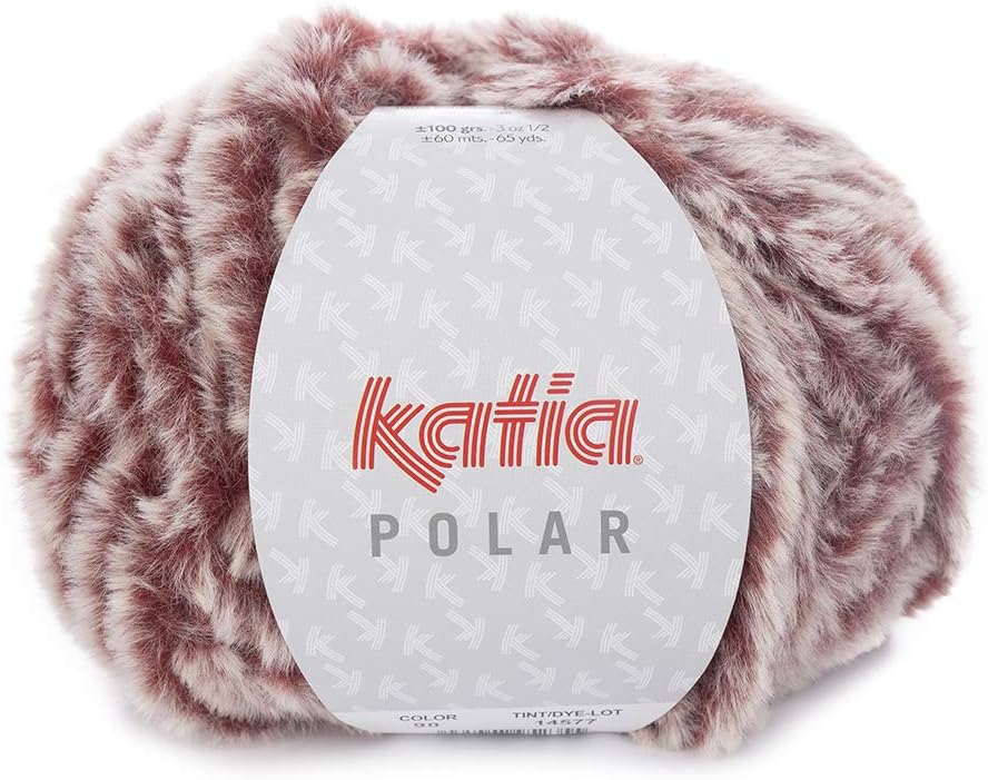 Katia Polar Colour 90 Burdeos 100 g Fluffy Wool for Knitting and Crocheting Wool Fur Look