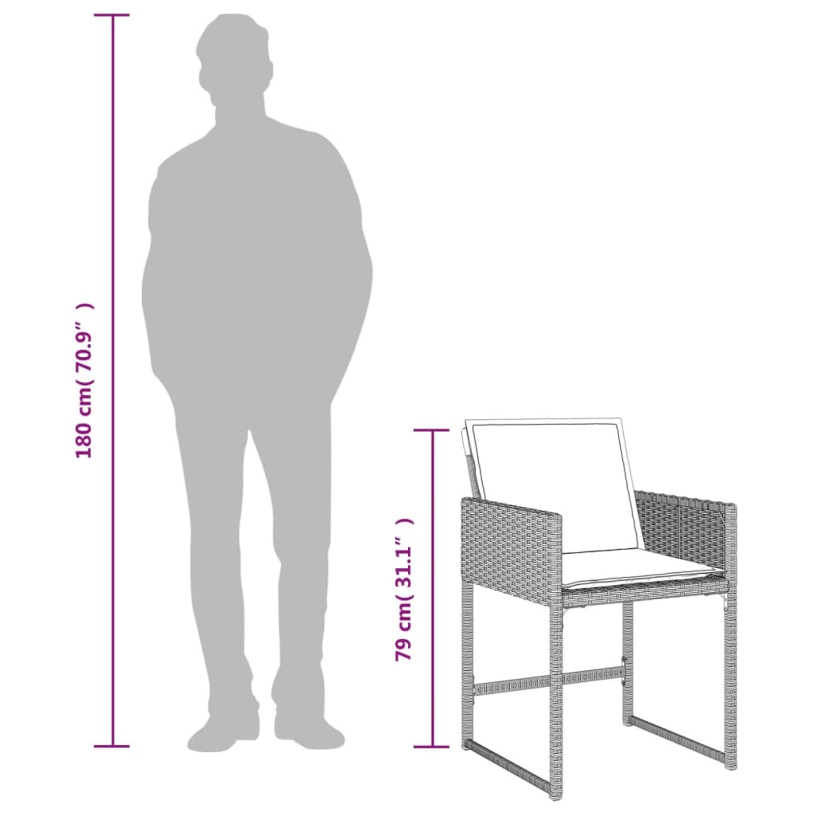 Gecheer Set da Pranzo da Giardino 13 Pezzi con Cuscini Grigio, Schienale Ribaltabile Salvaspazio in Polyrattan per Esterno, Soggiorno all'Aperto, Arredo da Giardino