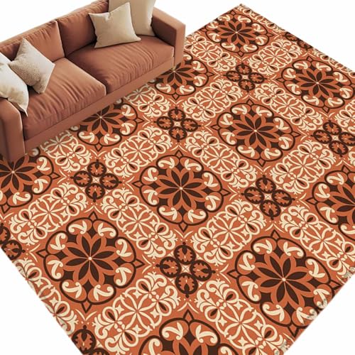 Gorgeous Four-Way Continuous Area Rugs for Living Room, Orange National