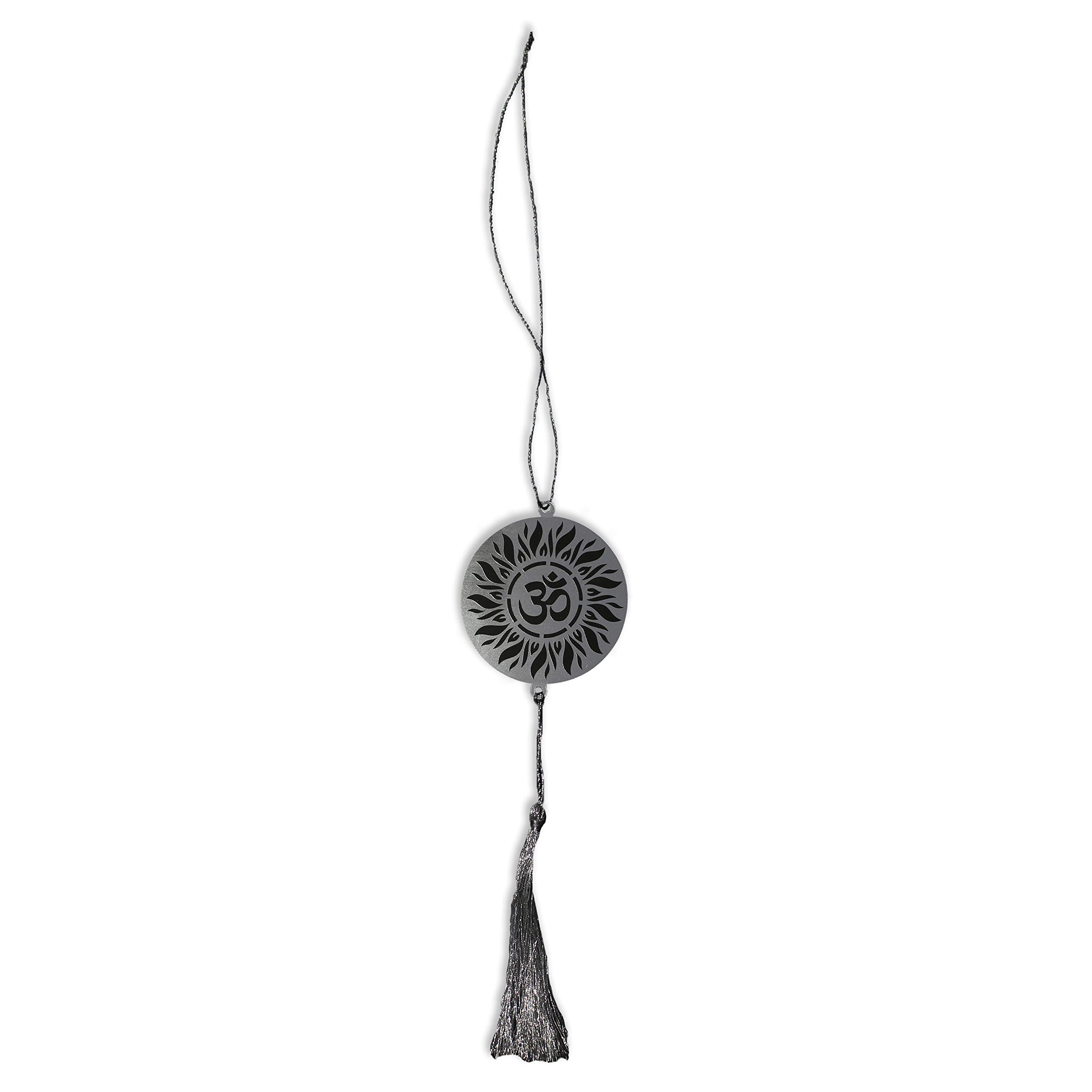 Genesis Arts Religious/Hindu Culture Car Hanging Dream Catcher Accessories Best for Your Car Interior Ornament Multipurpose Use Hanging, Gift, (OM Silver Circle)