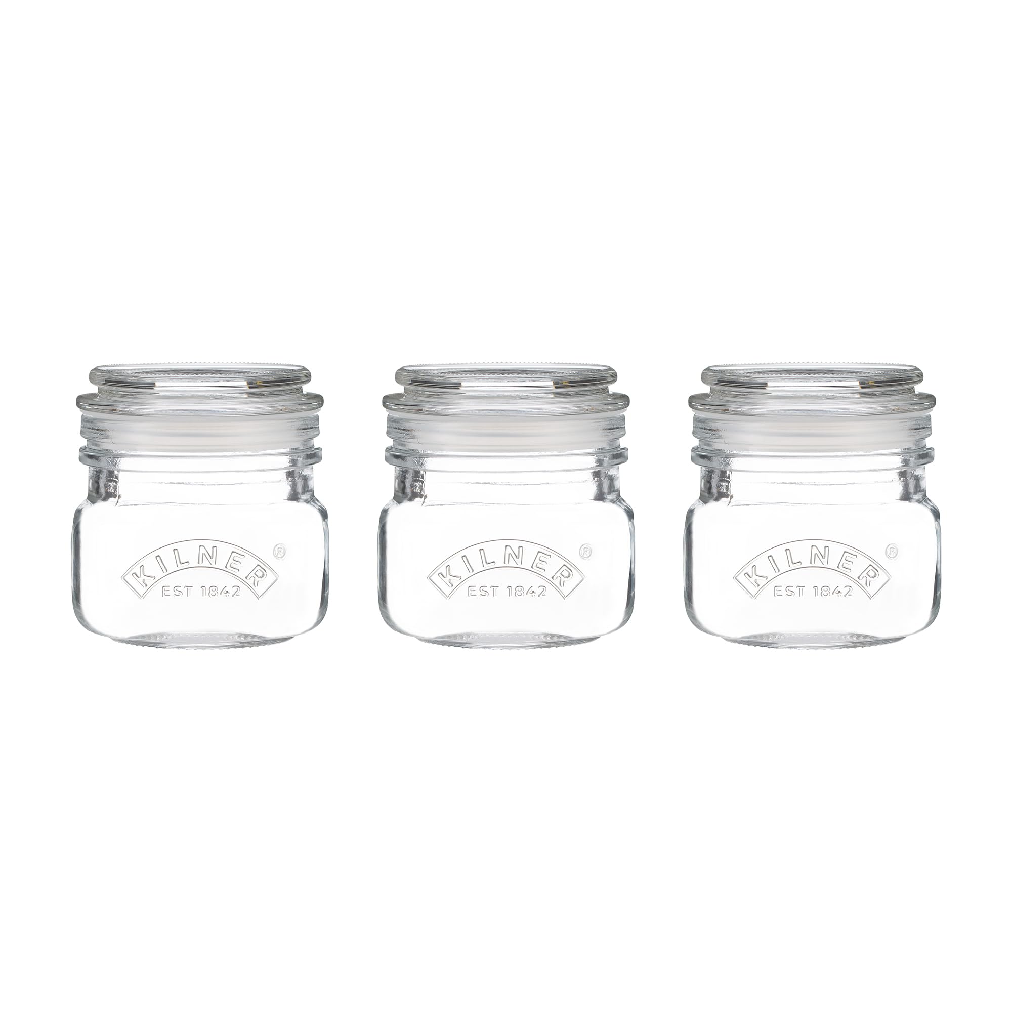 Kilner Set of 3 Square Push Top Jars 0.25 Litre