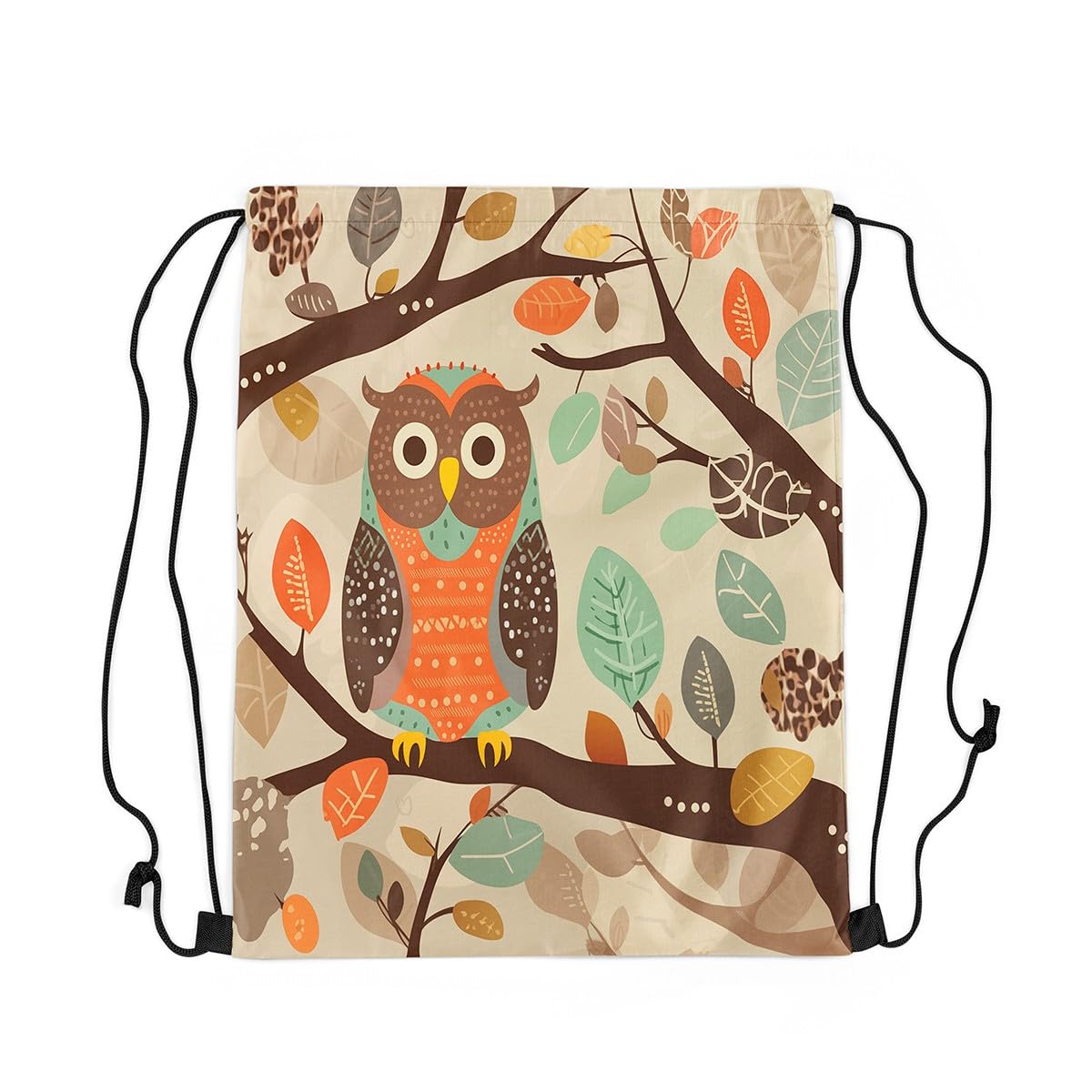 Loussiesd Owl Gym String Bag Wild Animal Drawstring Backpack 40x33cm Animal Theme Sports Drawstring Sackpack Cartoon Drawstring Bags