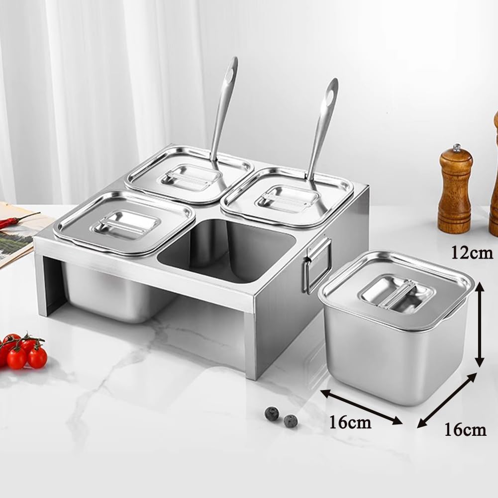 Servidor De Buffet, Contenedor para Ingredientes De Pizza, Contenedor De Acero Inoxidable con Tapa para Condimentos, Caja para Frutas Y Verduras, Apto para Hoteles Y Restaurantes.,B