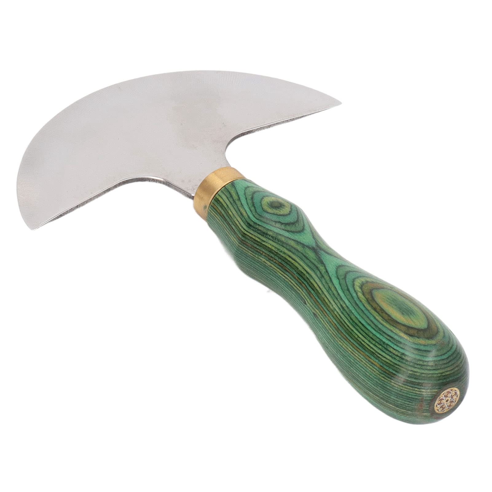 Coltello a Testa Tonda in Acciaio Inossidabile, Manico in Legno di Facile Controllo, Coltello Tondo in Pelle Ad Alta Affilatura con Trattamento Termico, Leggero e Portatile,