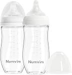 Natural Glass Baby Bottles Gentle & Extra Slow Flow, Newborn Breastfeeding Bottle with Anti Colic Nipple for 1 Months Babies, White (5 Ounce), 1 Count (Pack of 2)
