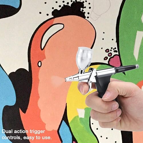 Miniatura 5 de Yosoo Pistola de aerógrafo pulverizador de pintura de 0.008 in/0.012 in/0.020 in Kit de compresor de aerógrafo de doble acción, kit de pistola de