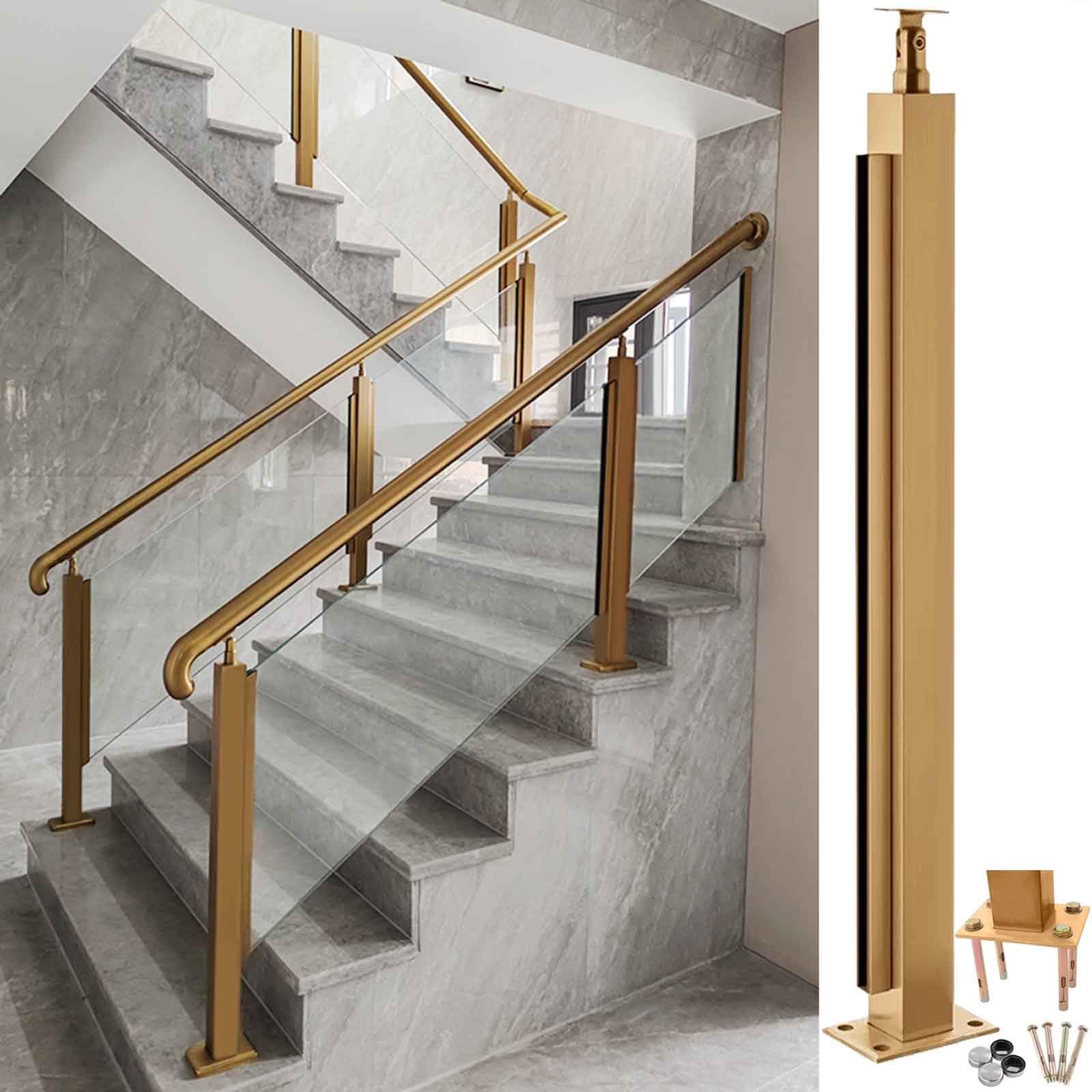 Abrazaderas de poste de barandilla de vidrio de acero inoxidable 304 para balcones y jardines, 60-155 cm, ajustables, transparentes, soporte de poste final y elegante