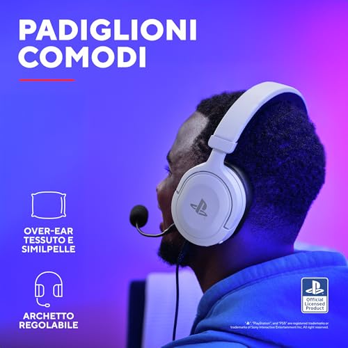 GXT 498W Forta Cuffie Ecosostenibile PS5 e PS4 con Licenza Ufficiale PlayStation 5, Over-Ear, Cavo da 1,2 m, Microfono Staccabile, Jack Audio 3.5 mm, Cuffie Gaming Cablate - Bianco - Cuffia gaming - Immagine 3