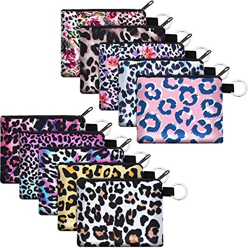 Boao 10 Pieces Small Coin Purse For Women Bulk Boho Change Purse Mini Pouches Wallet Coin Bag With Zipper For Women Girls (Leopard Print, 4.52 X 3.74 Inch) #TOP8