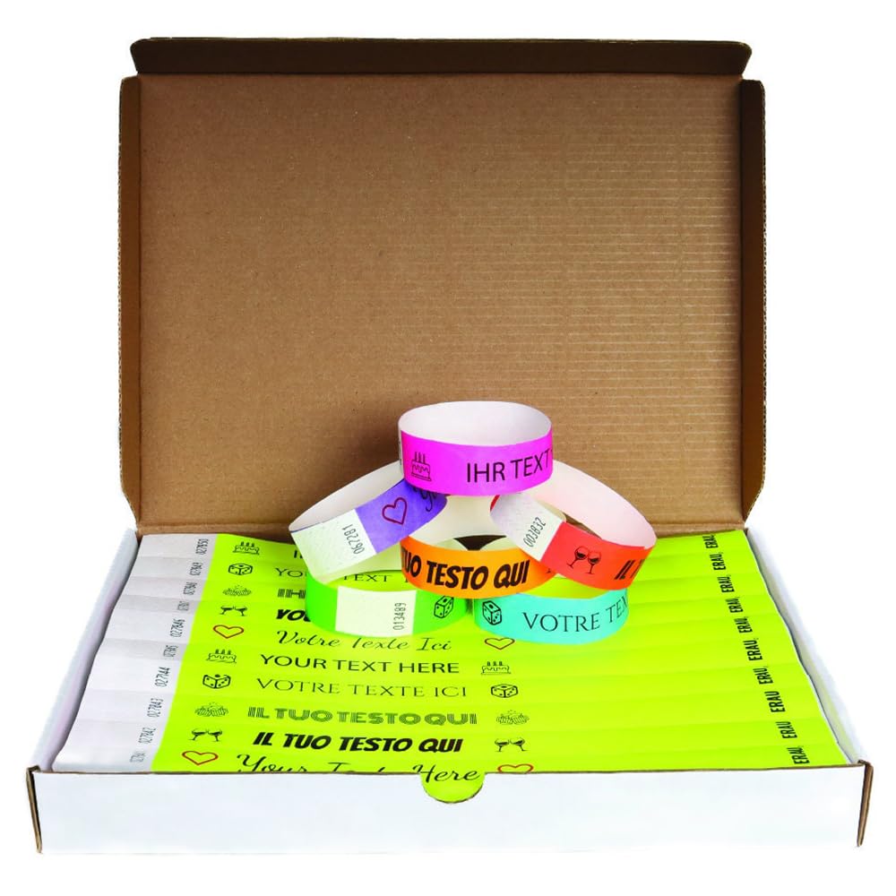 50 Bracelets Tyvek Personnalisables - 19x255 Mm - Pour Événements, Concerts, Entreprises