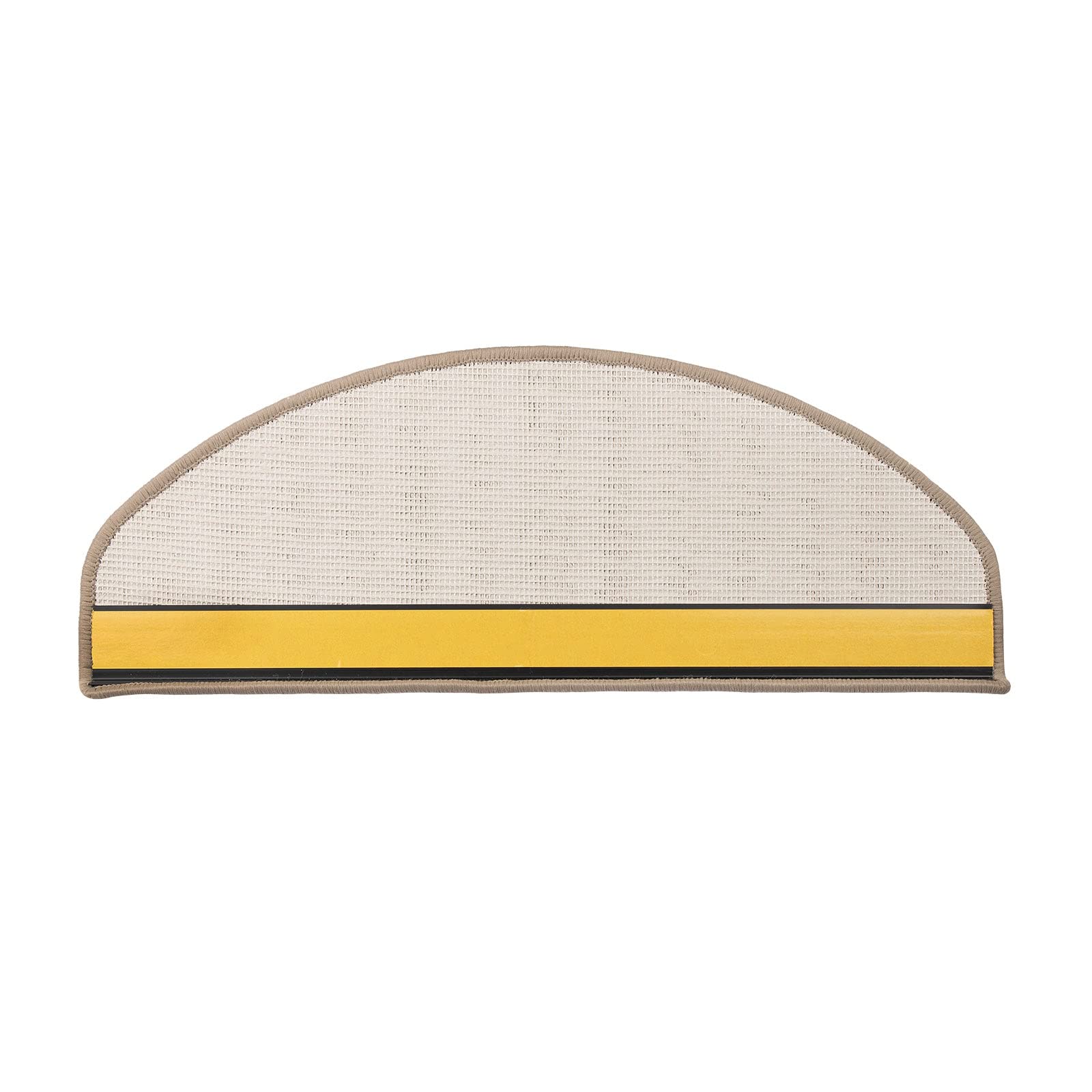 Lot De 15 Tapis D'escalier Semi-circulaires - Dimensions 65x23,5 Cm - Polypropylène Antidérapant - Bord Avant 3,5 Cm - Beige