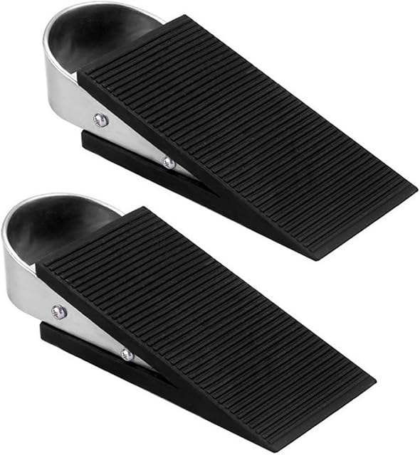 Geila Door Stopper Wedge 2 PCS Large Heavy Duty Rubber Door Stopper Non-Slip Doorstops for Office Home Used (2 Pack rubber)