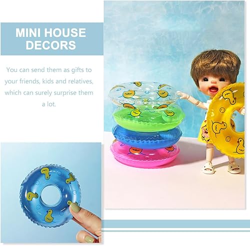 Miniatura 5 de 20 piezas de patitos de natación en miniatura, decoración de miniture, decoración de casa de muñecas, anillos de natación, mini patos, mini anillos