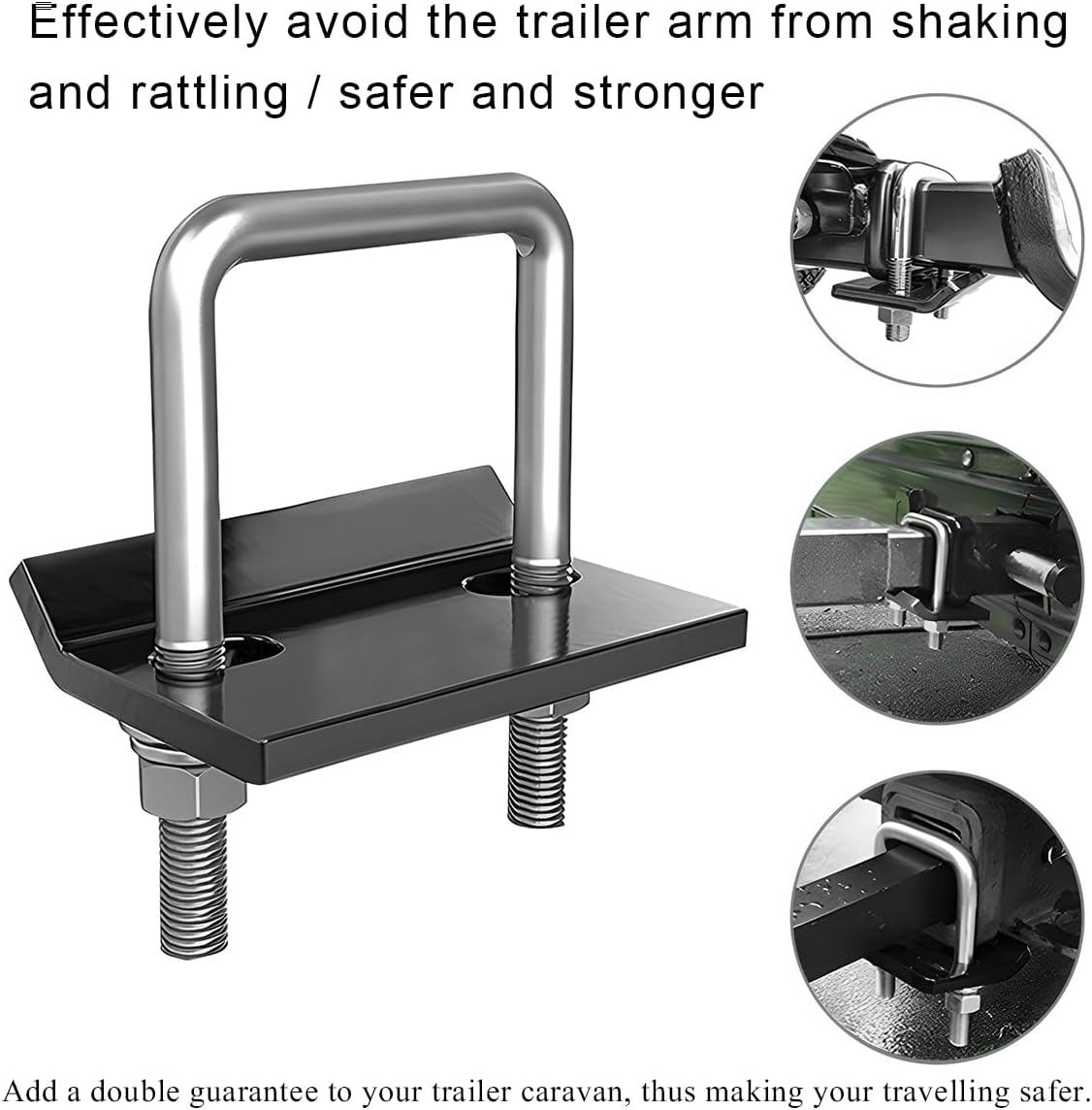 DXNQ Hitch Tightener Clamp, Anti-Rattle Steel Trailer Hitch for 1.25" to 2" Receivers, Rust-Proof Heavy Duty U-Bolt Hitch Stabilizer for Trailers & Trucks, Car Accessories