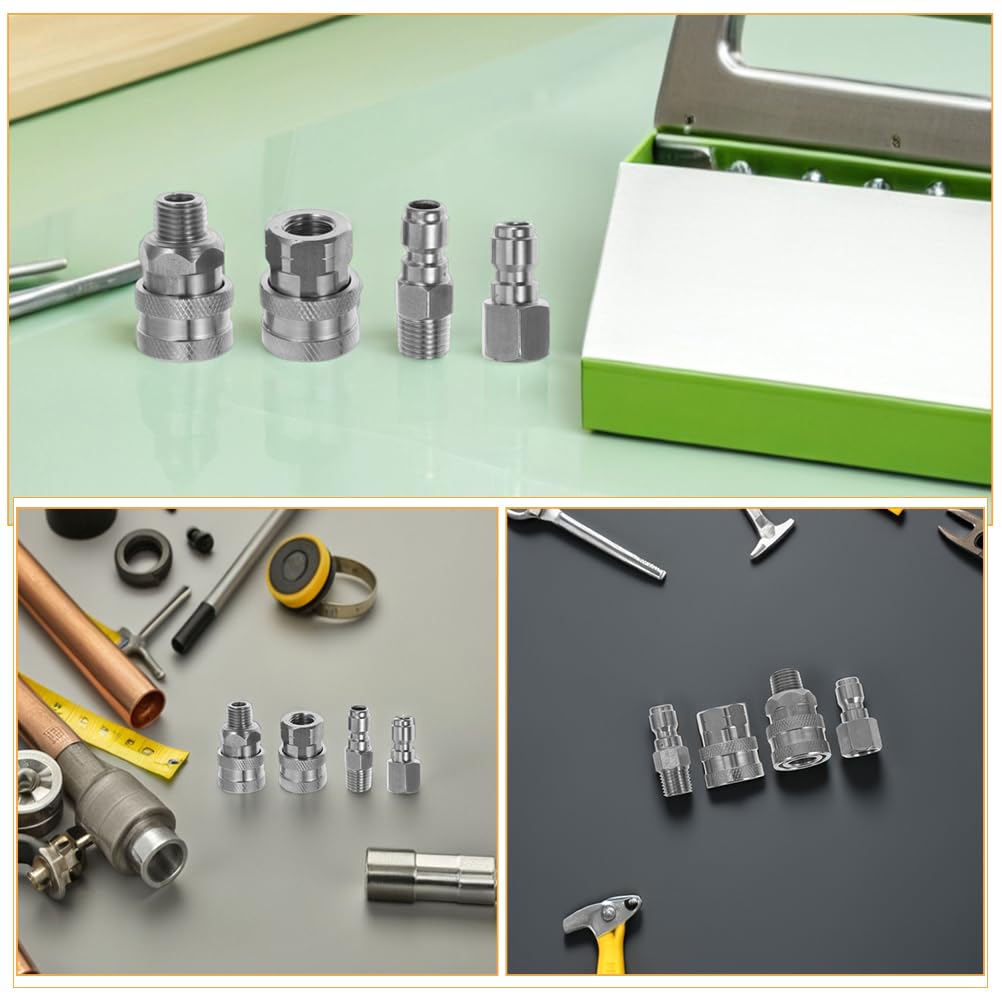 Cabilock 8 acopladores hidráulicos de conexión rápida para Tractor, acopladores de válvula de Asiento de Bola de 1/4", Rosca NPT de 3/8", Accesorios de Conector de tubería para
