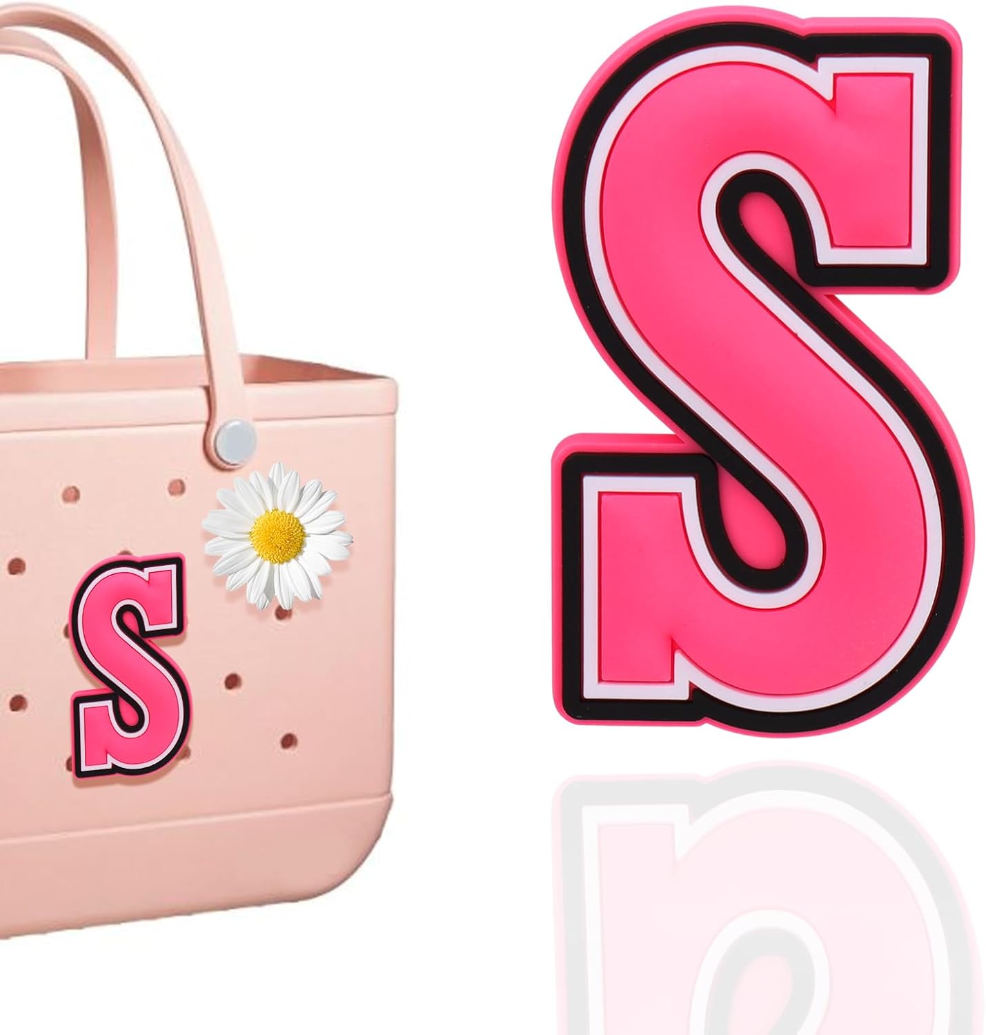 Mity rain Letter Charms for Bogg Bag，Alphabet Lettering Accessories Charms Compatible with Bogg Bag Original All Models, Insert Decorative Letter for Handbag Beach Tote Bag S New Pink