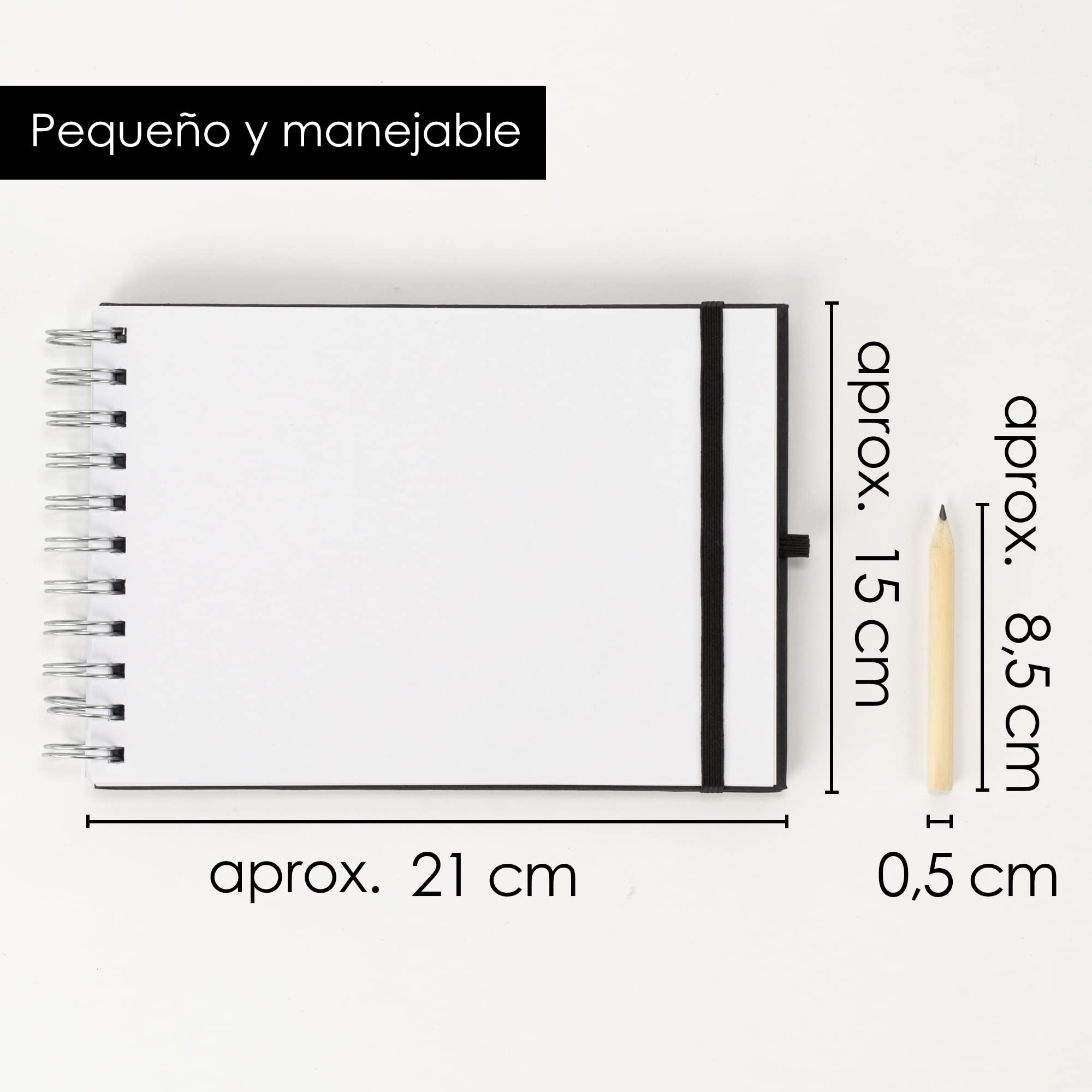 OfficeTree Cuaderno de dibujo A5 con anillas - Horizontal - 96 páginas, 48 hojas - Bloc dibujo A5 200 g - Bloc de dibujo para acuarela - Cuaderno dibujo con lápiz