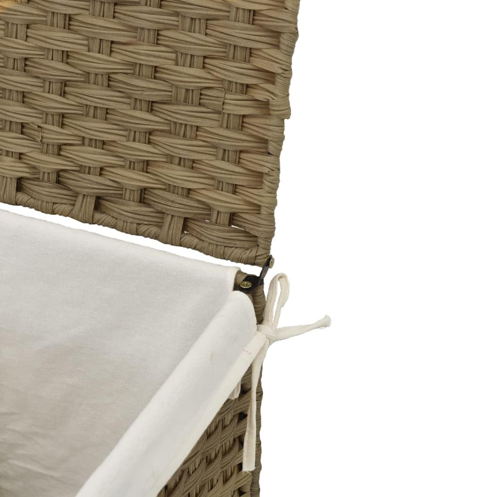 Mangloder Wäschekorb mit Deckel aus Poly Rattan 46 x 33 x 60 cm, handgewebt, klappbar, mit Griff und Innenbeutel für Schmutzwäsche, Badezimmer, Schlafzimmer und Waschküche