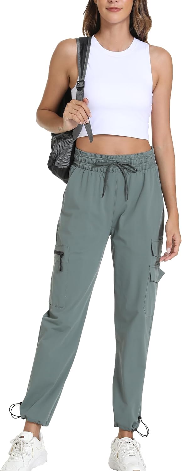 Women's Joggers with Pockets, Hiking Cargo Water Resistant Lightweight Pants for Women Workout Athletic Travel Camping - Image 6