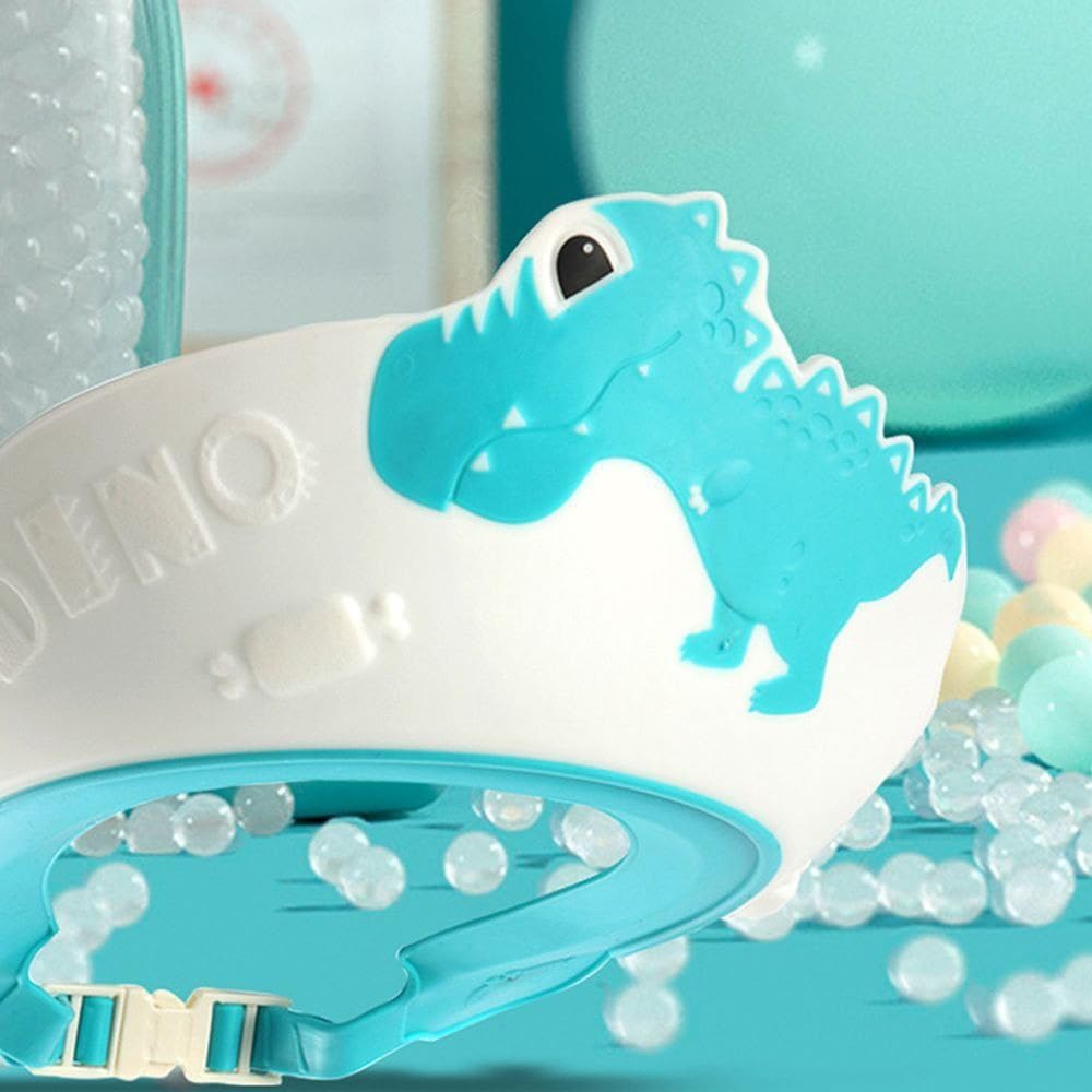 Baby Shower Cap for Kids Hair Washing Shield, Toddler Bath Hat, Shampoo Visor, Head Protector - Cute Dinosaur Shape Makes Bath More Fun - Blue - Image 8 thumbnail