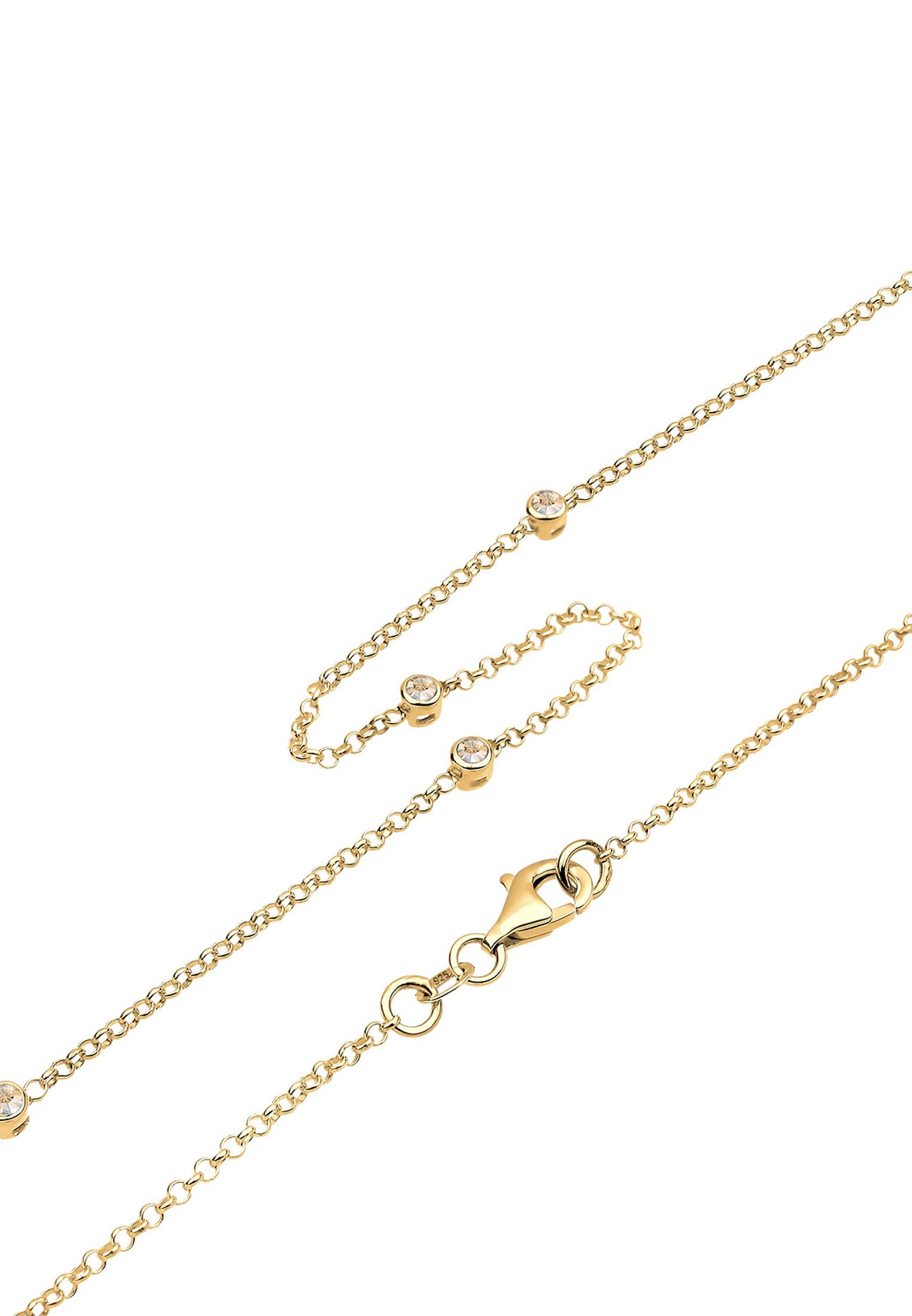 Elli Halskette Damen Zart mit Kristallen 925 Sterling Silber vergoldet
