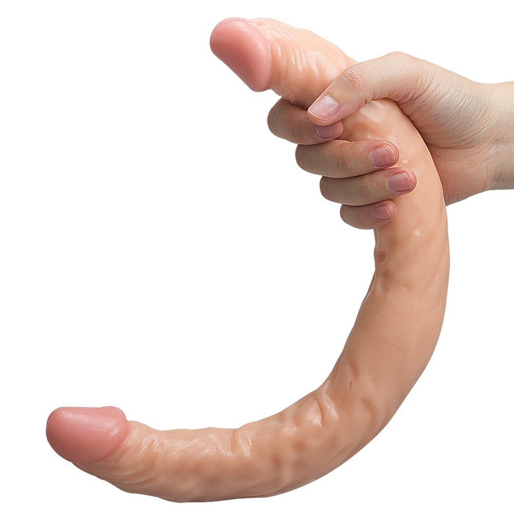 Doppia Testa Unica Díldò Lesbica Realistico Toys Doppio Strato di Silicone Stimolazione Analè Vaginalè 49CM