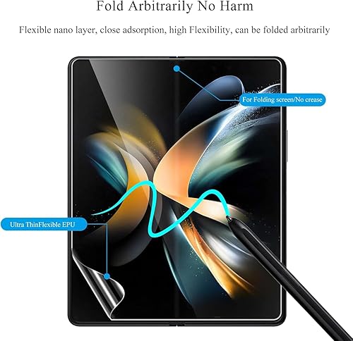 Miniatura 7 de Fotbor [Paquete de 2] Protectores de pantalla para Samsung Galaxy Z Fold 4, flexible y suave, película protectora EPU, cobertura completa