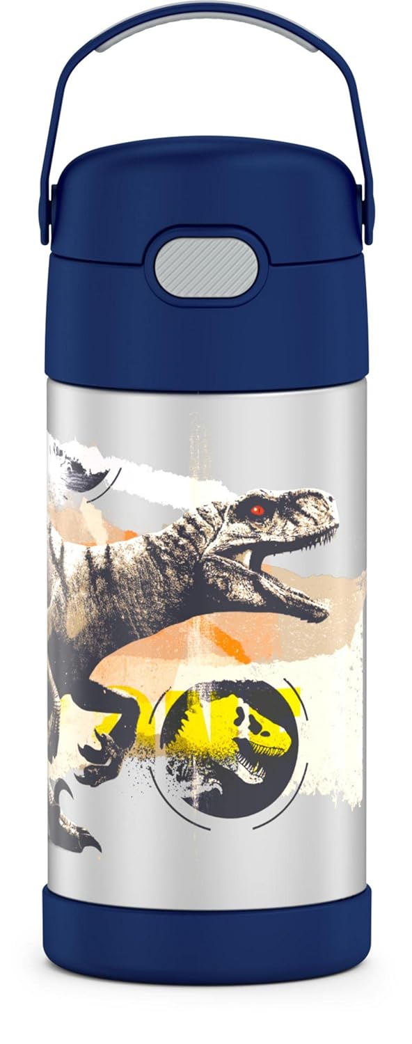 THERMOS Jurassic World Dominion FUNTAINER 12 Ounce Stainless Steel Vacuum Insulated Kids Straw