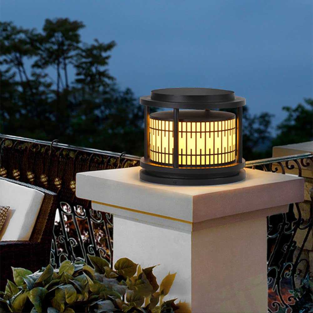 Okrągła Lampa Słupowa, Lampa Ogrodowa, Zewnętrzna Lampa Kolumnowa, Nowoczesna Lampa Kolumnowa Na Cokole W Czarnym Wykończeniu, Kinkiet E27, Patio, Ścieżka, Podjazd,