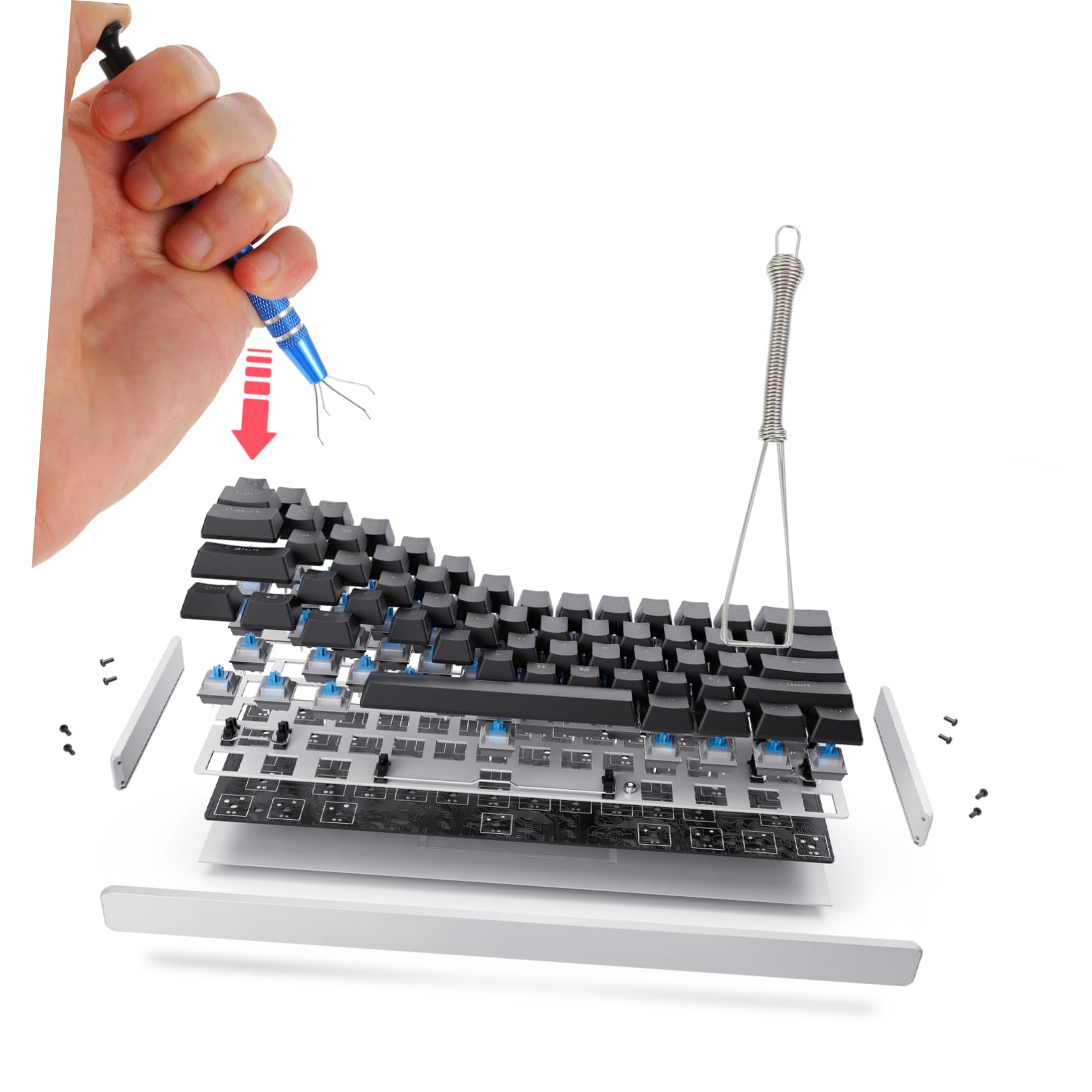 Mipcase 1 Set Mechanical Keyboard Puller with Cleaning Brush Key Cap Puller for Efficient Keyboard Maintenance Fine Craftsmanship and Durable Design