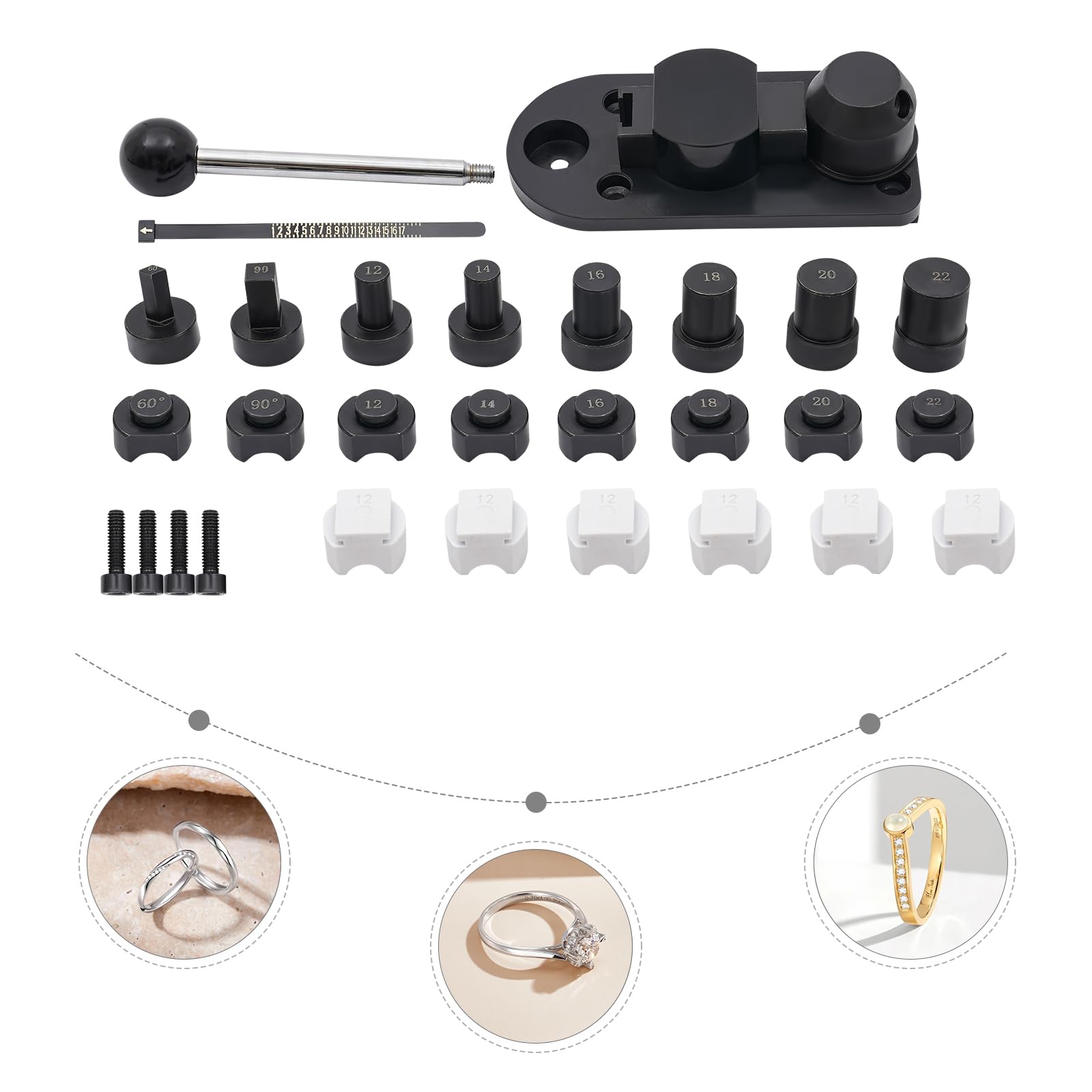 Strumento professionale in metallo per piegatura ad anello in metallo per oro argento rame con 8 matrici e dimensioni dell'anello coltello ideale per la creazione di gioielli curve perfette
