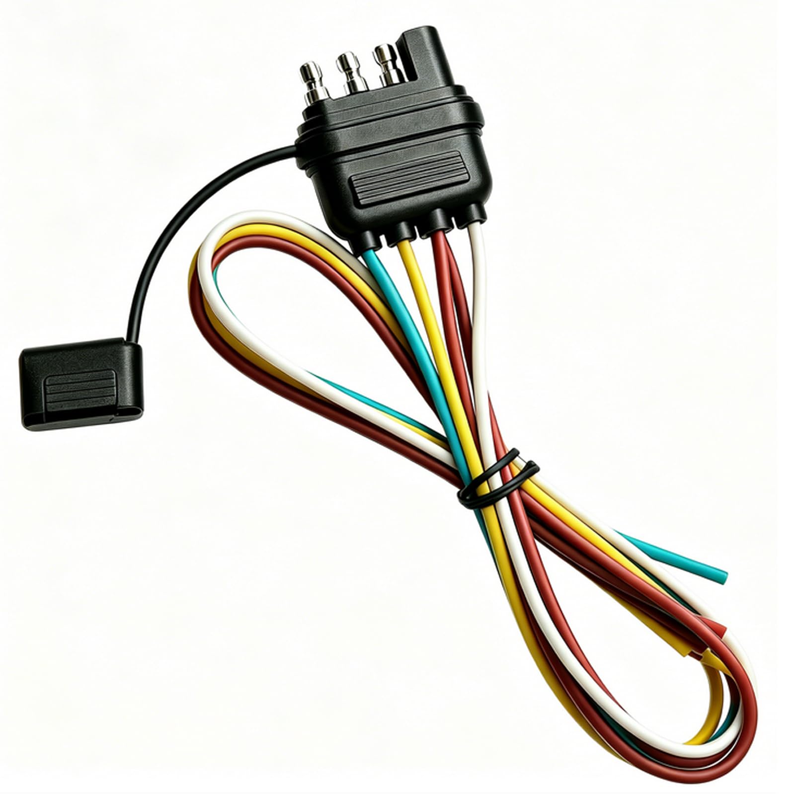 18 Inch Pure Copper 4 Pin 5 Wire Trailer Wiring Harness Plug Male End Replacement Connector for Trailer Hitch Wire Multi-Purpose Ship Lamp Dust Cover with Trailer Side 4-Pin Trail Lamp Plug