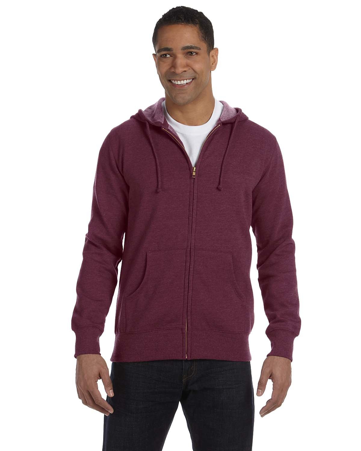 A Product of econscious Men's 7 oz. Organic/Recycled Heathered Full-Zip Hood -B