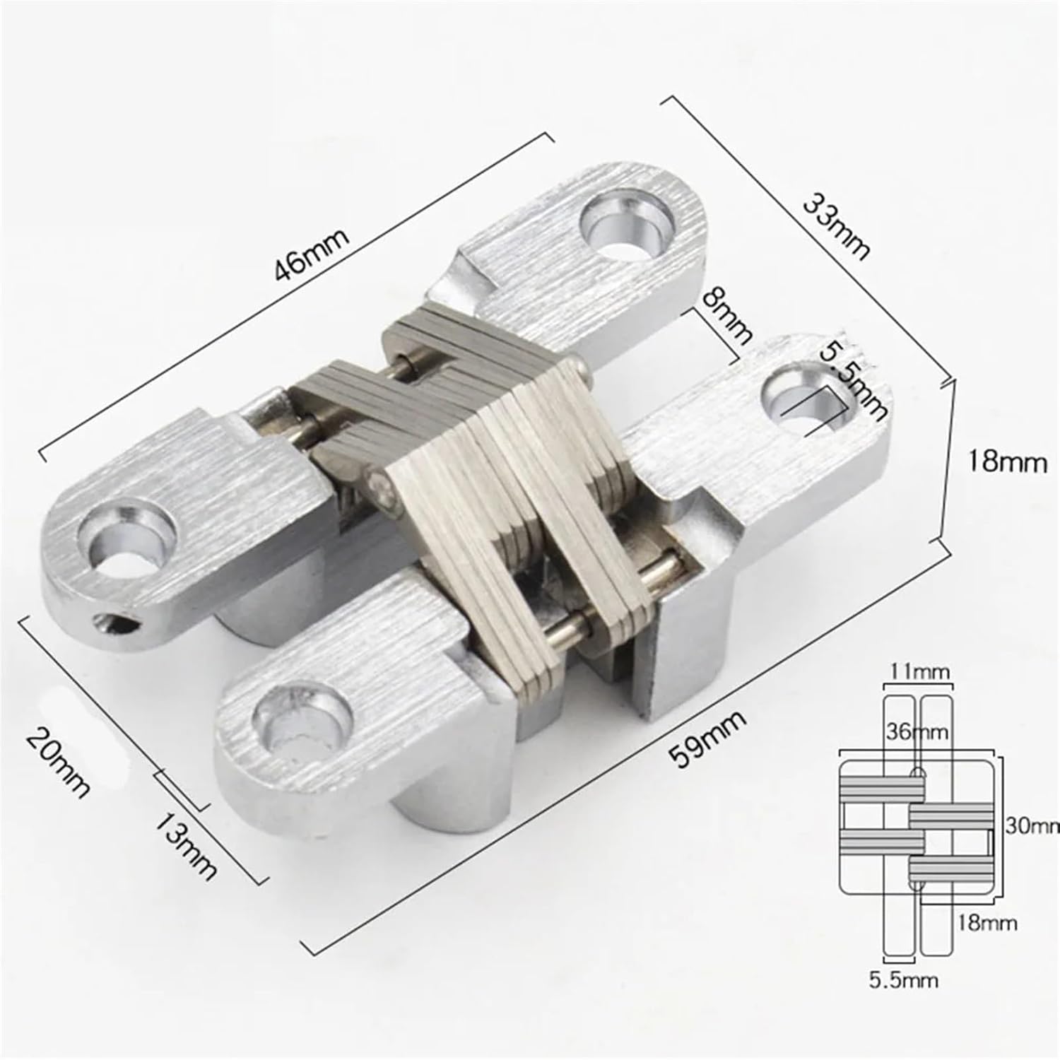 Door Hinges Concealed Barrel Cross Hinge Wooden Box Folding Door Invisible Hinges Window Furniture Cabinet Door Hardware(13x60MM)