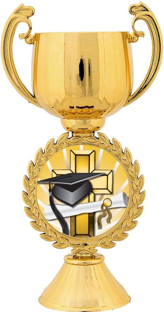 Crown Awards Personalized Religious Graduation Trophy, 7.25" Gold Cup Religious Graduation Trophies with Free Custom Engraving