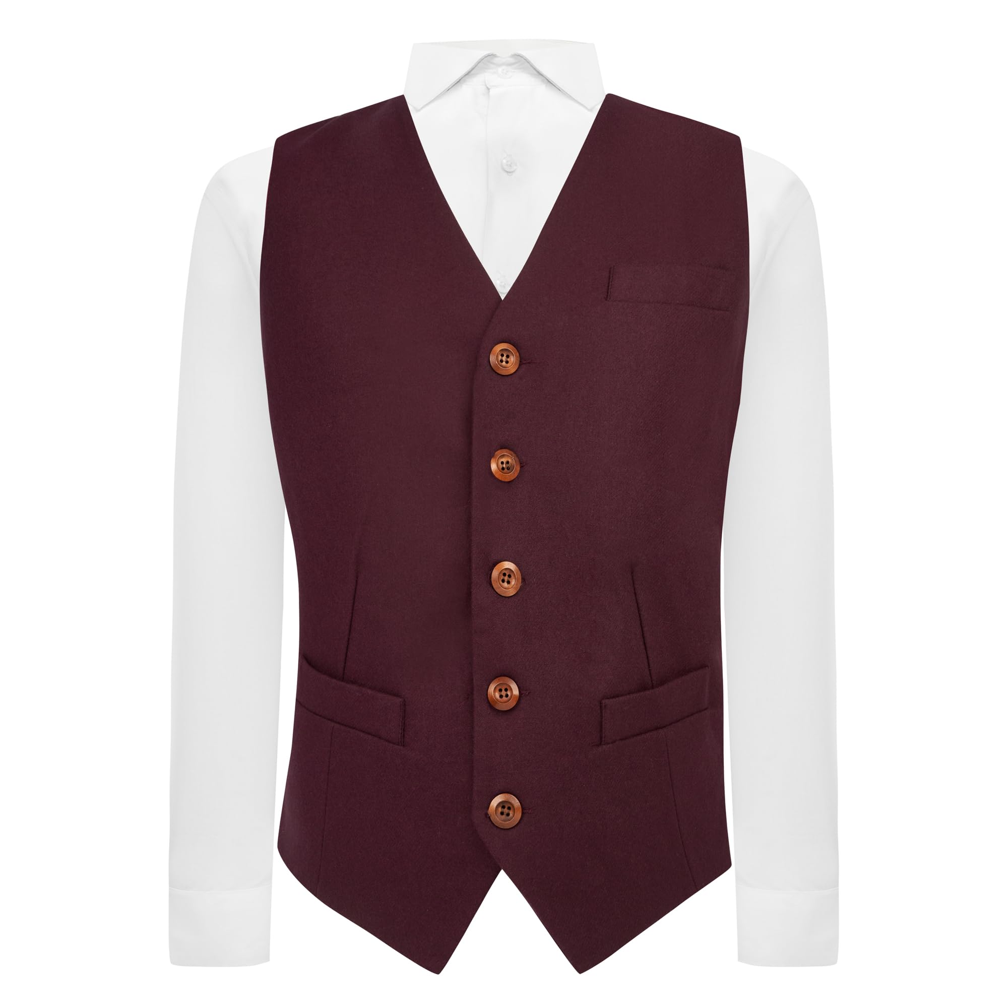 King & Priory Burgundy Wool Waistcoat - M