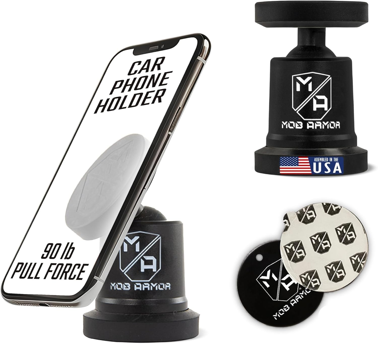 Mob Armor MobNetic Maxx - USA Assembled Magnetic Phone Holder for Car Magnetic Car Phone Mount 90-Degree Tilt